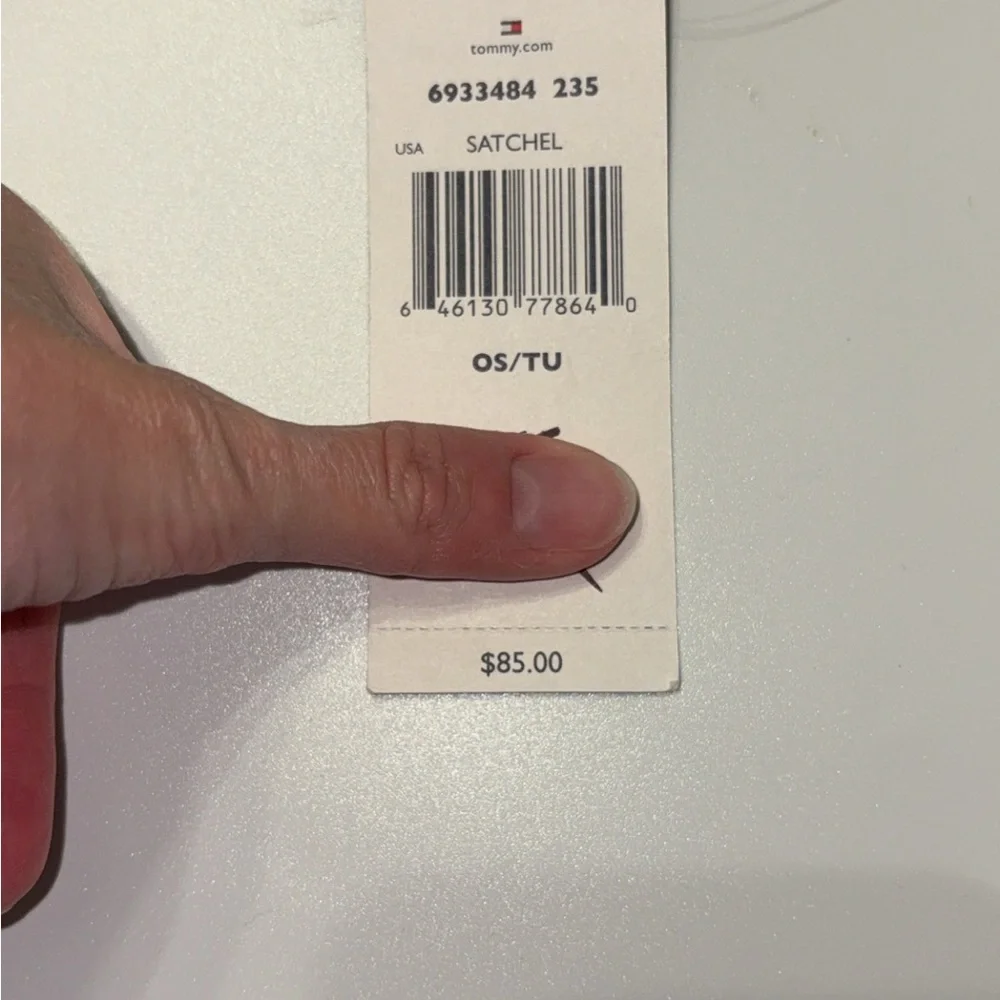 Tommy Hilfiger Tan and Brown Satchel with Red and Blue Stripes - Picture 4 of 6